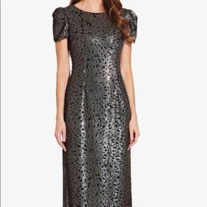 Black Gold sequin formal column gown